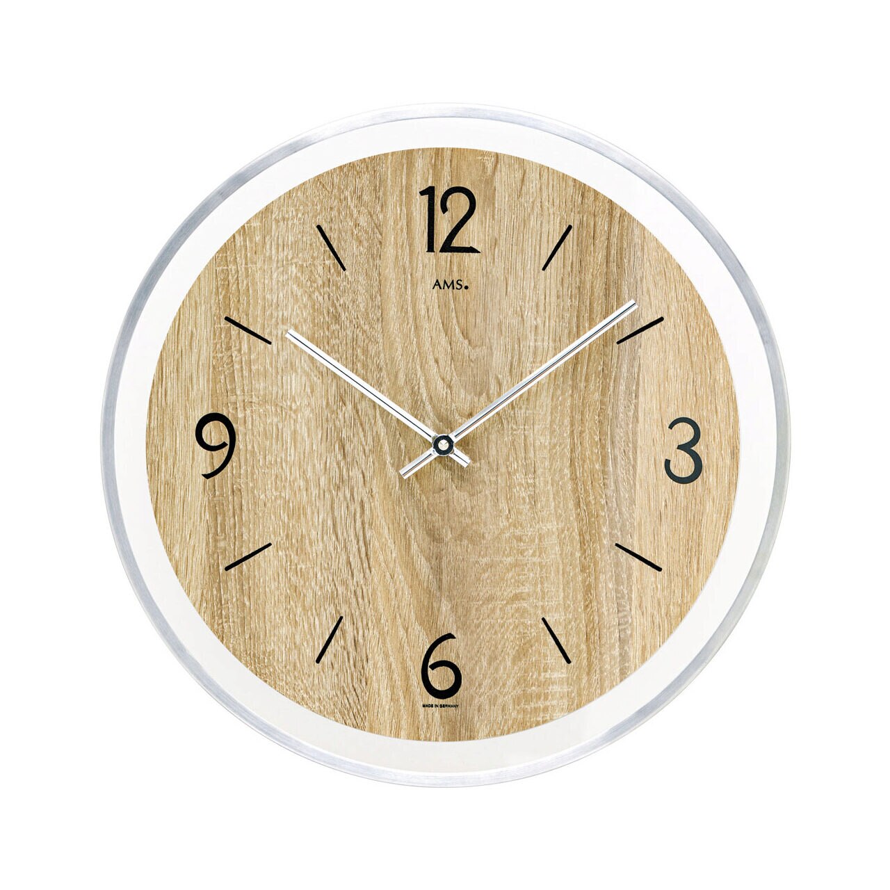 Ceas de perete AMS 9628, Quartz, Maro, Analogic, Modern