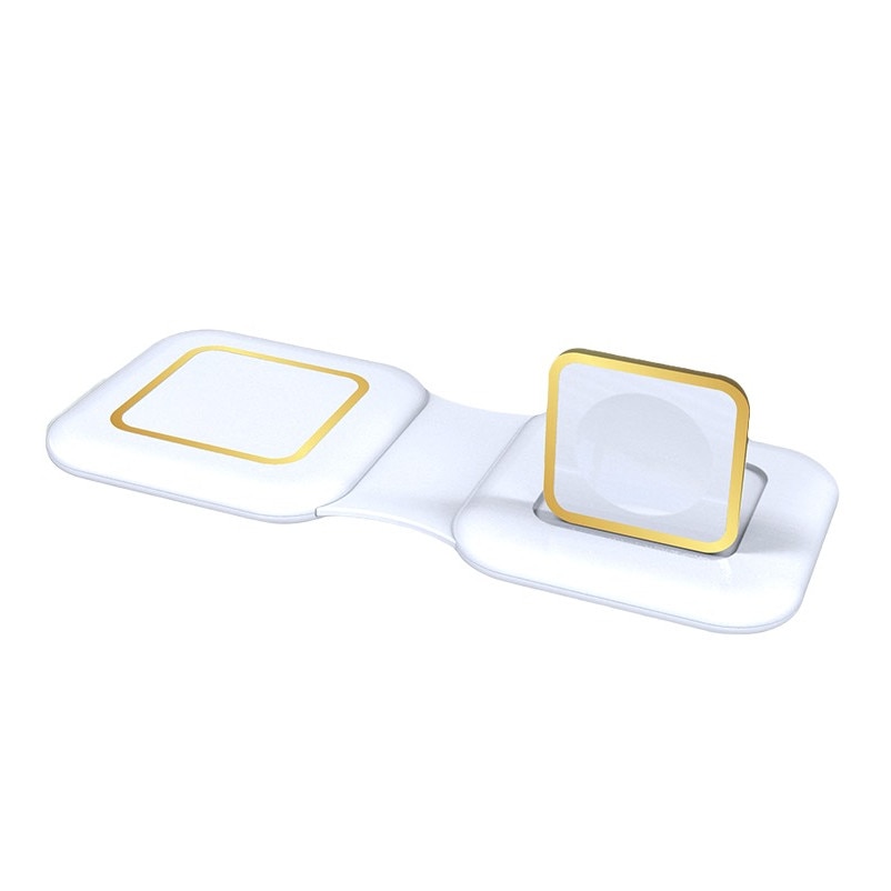 Incarcator wireless 2 in 1 Loowoko™Q900 Magsafe, 15W Fast Charge, magnetic, incarcare prin husa, pentru Apple iPhone 12/12 Pro/12 Pro Max/12 Mini si Apple Watch, Alb