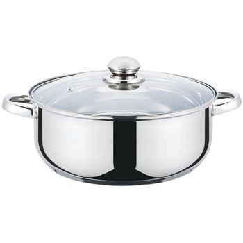 Cratita din inox , compatibila cu plita cu inductie, cu capac din sticla termorezistenta, 22 cm , 3 l , Grunberg GR3116 Cratita din inox , compatibila cu plita cu inductie, cu capac din sticla termorezistenta, 22 cm , 3 l , Grunberg GR3116