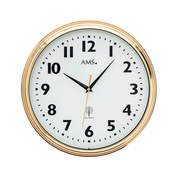 Стенен часовник AMS 5963, кварцов, бял, аналогов, модерен