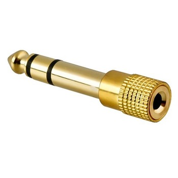 Adaptor Jack 3.5mm stereo mama la Jack 6.3mm stereo tata, Gold Adaptor Jack 3.5mm stereo mama la Jack 6.3mm stereo tata, Gold