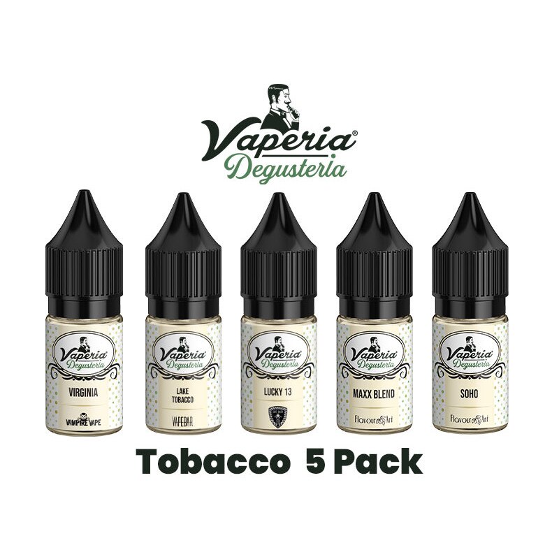 Pachet Lichid Tigara Electronica Vaperia Degusteria, 5 x Tobacco, 50 ml / 0 mg