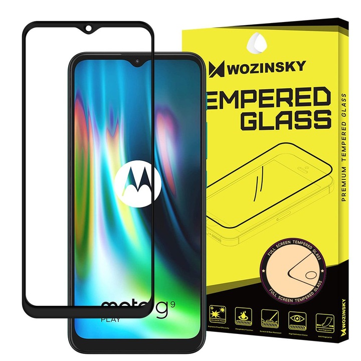Протектор за телефон Wozinsky Full Glue Super Tough за Motorola Moto G9 Play/ Moto E7 Plus, черен