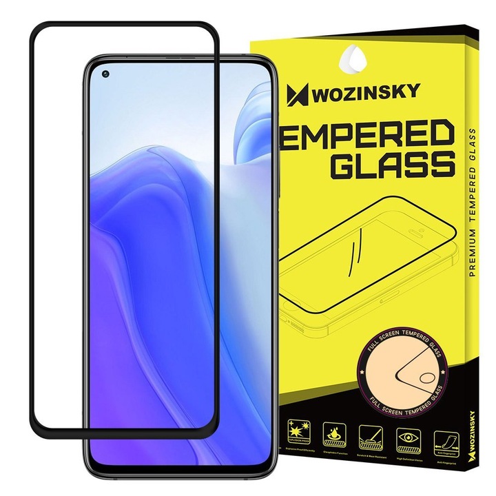Протектор за телефон Wozinsky от закалено стъкло с рамка за Xiaomi Redmi Note 9T 5G / Redmi Note 9 5G, черен