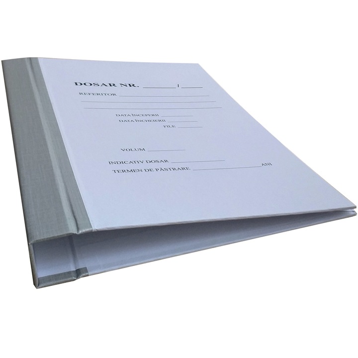 Set 10 Coperti arhivare A4+, carton gros, alb, cu imitatie piele la cotor