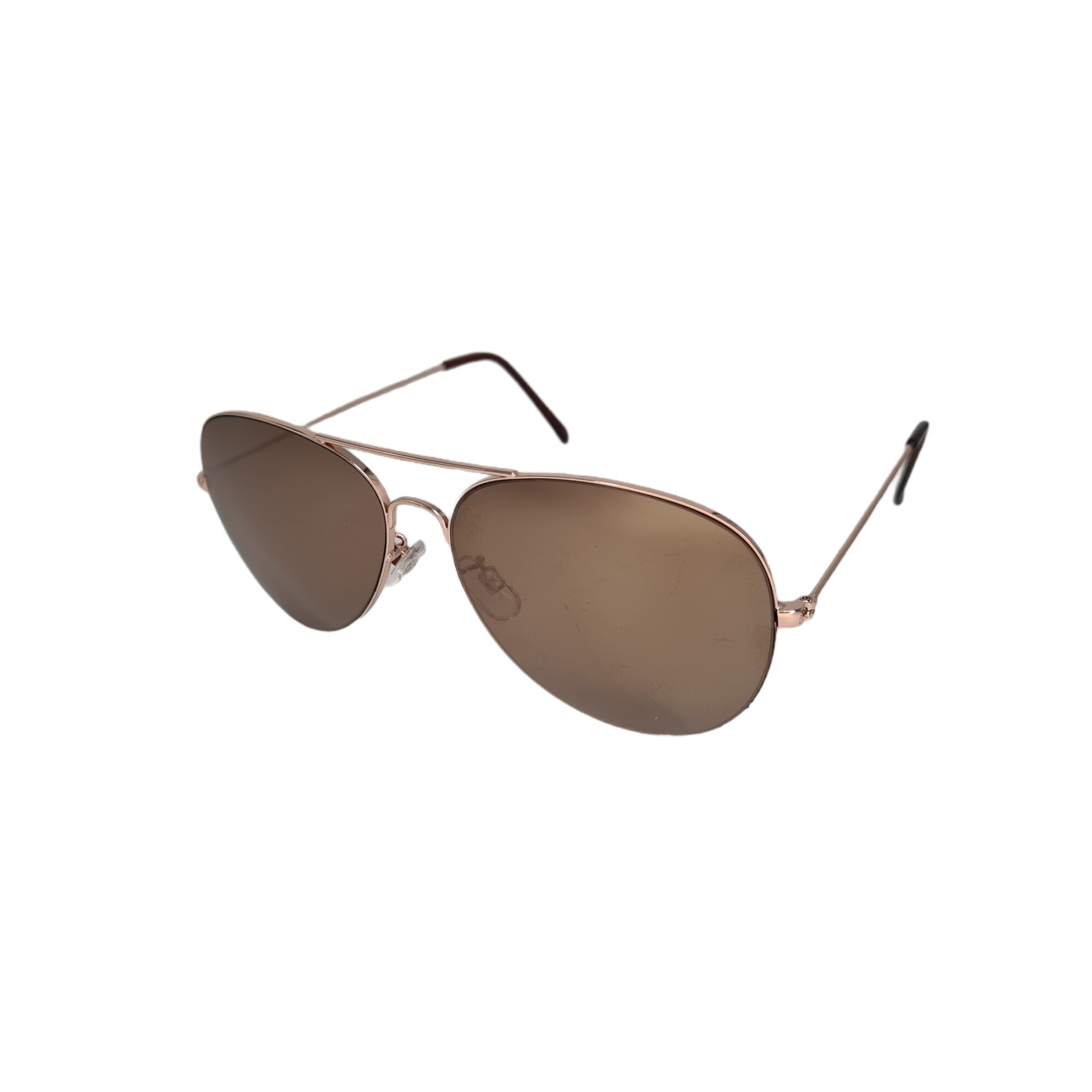 Ochelari de soare model Aviator, unisex, maro/auriu