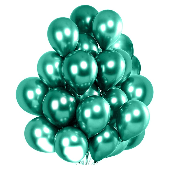 Комплект 20 хромирани балона, зелени, 30 см