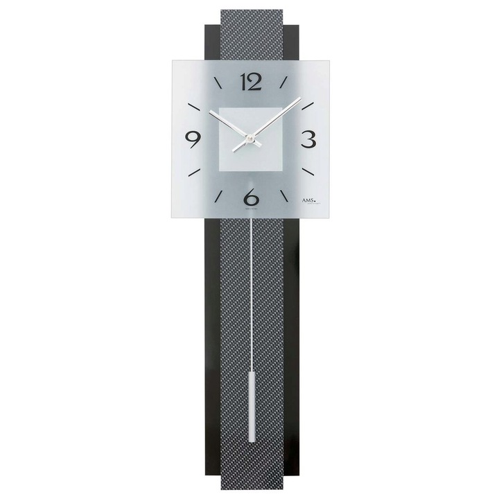 Ceas de perete AMS 7313, Quartz, Transparent, Analogic, Modern