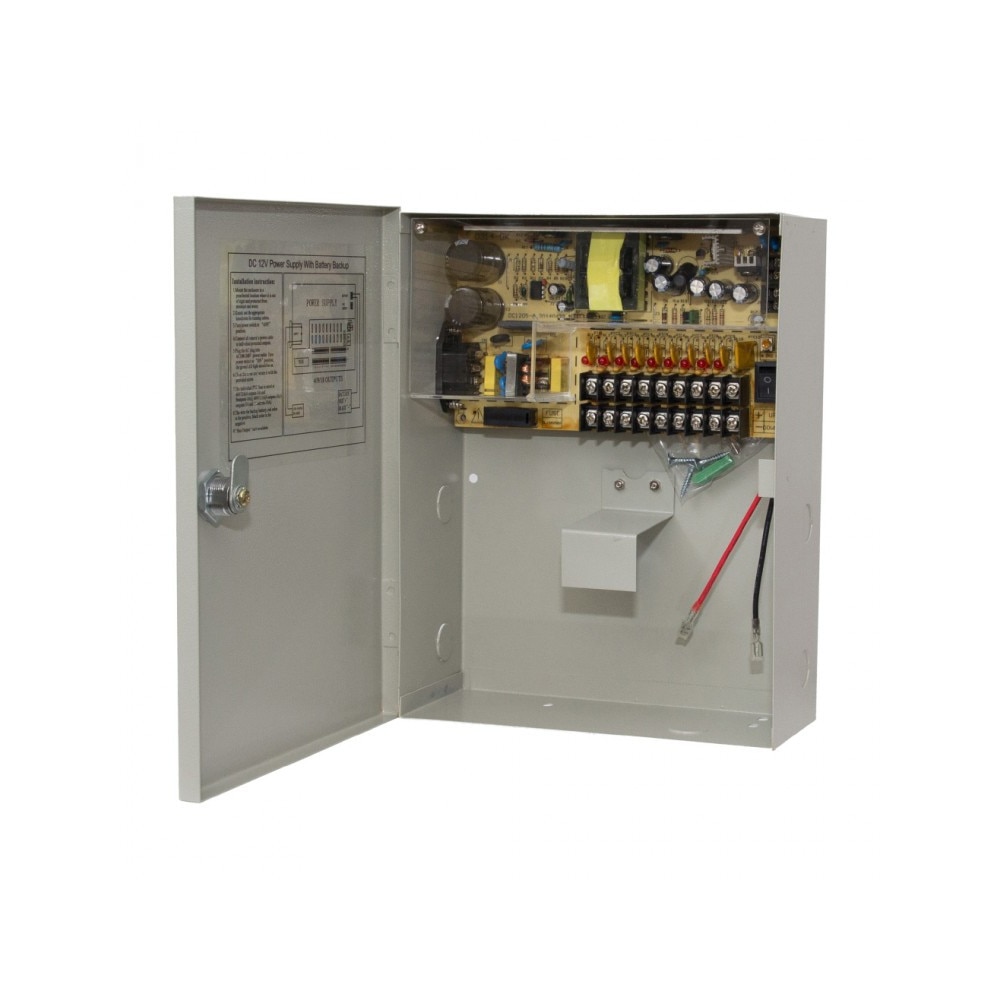 Sursa stabilizata AKU in comutatie cu BACKUP 5A cu 9 porturi, in cutie de jonctiune, pentru camere de supraveghere AK3326