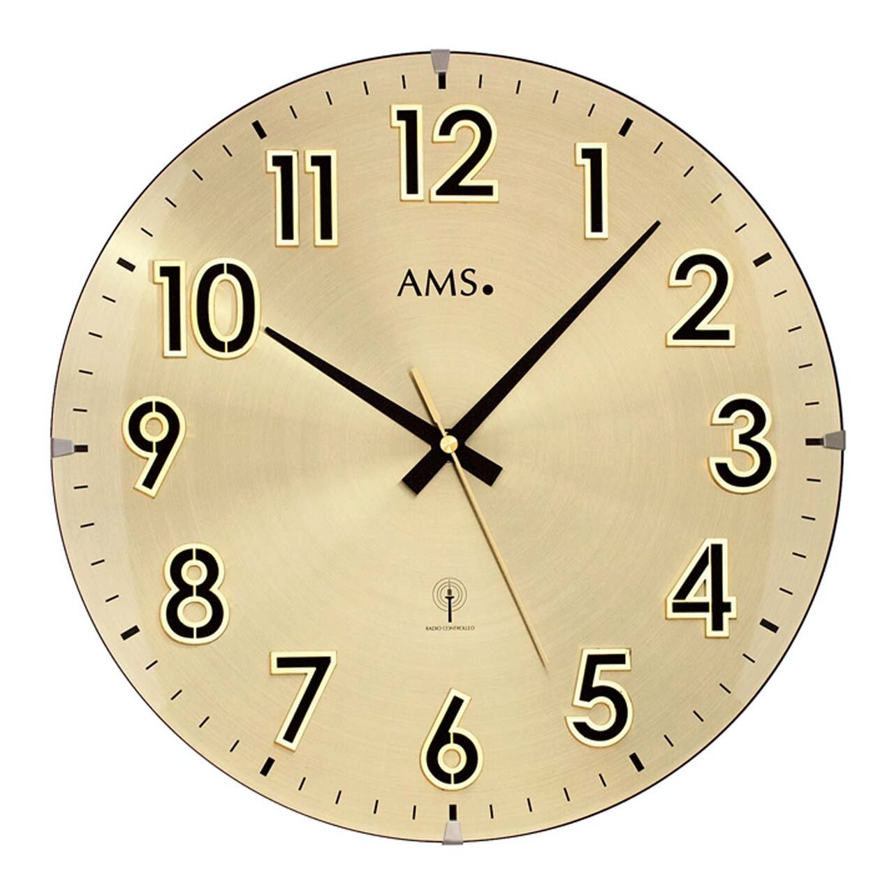 Ceas de perete AMS 5974, Quartz, Auriu, Analogic, Modern