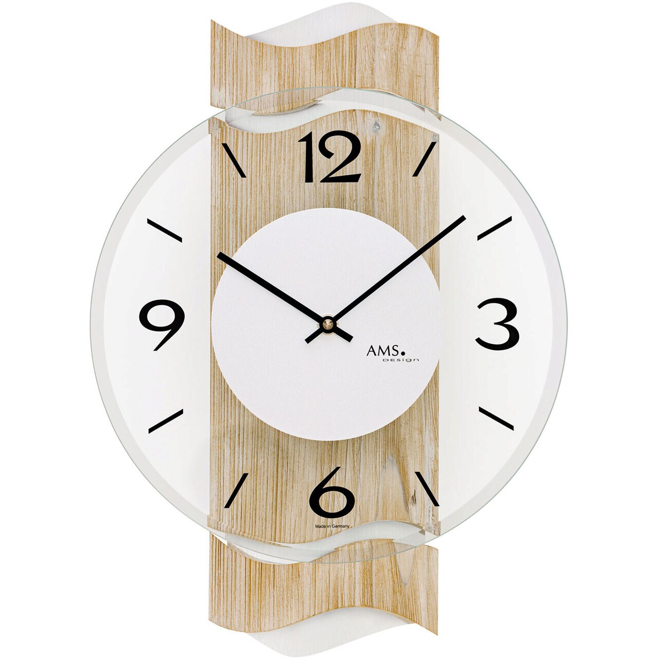 Ceas de perete AMS 9621, Quartz, Beige, Analogic, Modern
