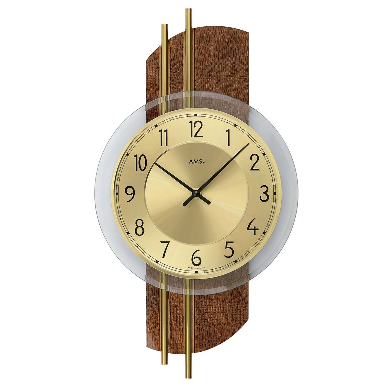 Ceas de perete AMS 9413, Quartz, Auriu, Analogic, Modern