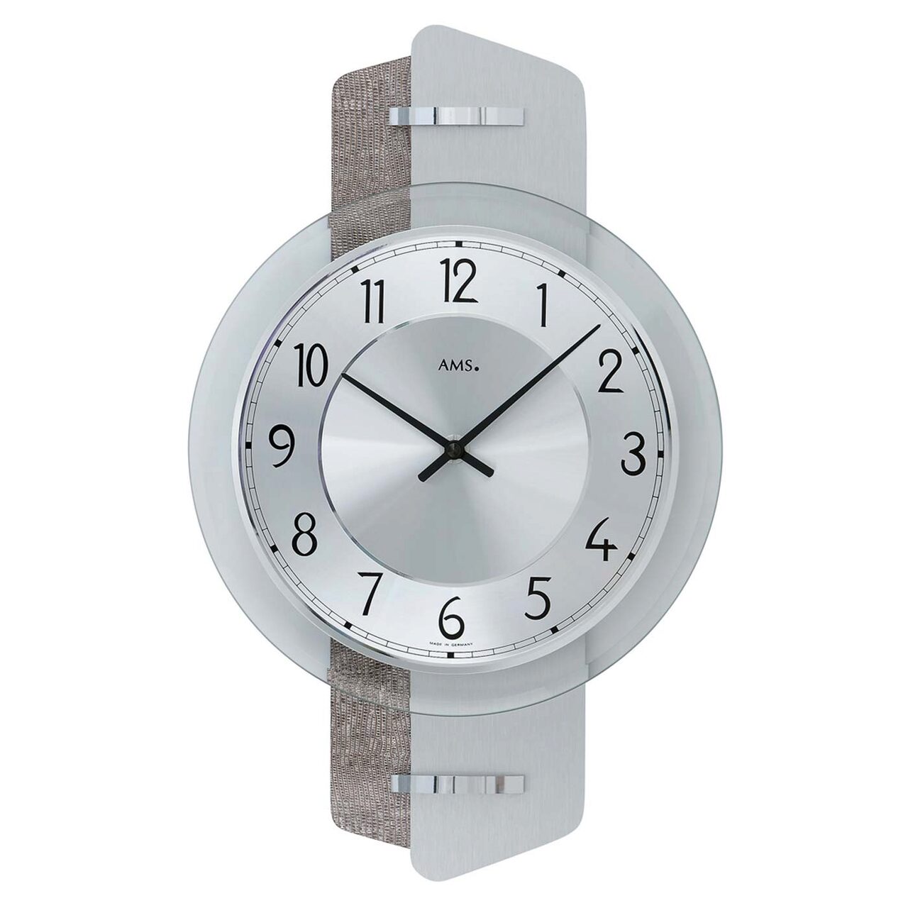 Ceas de perete AMS 9408, Quartz, Argintiu, Analogic, Modern