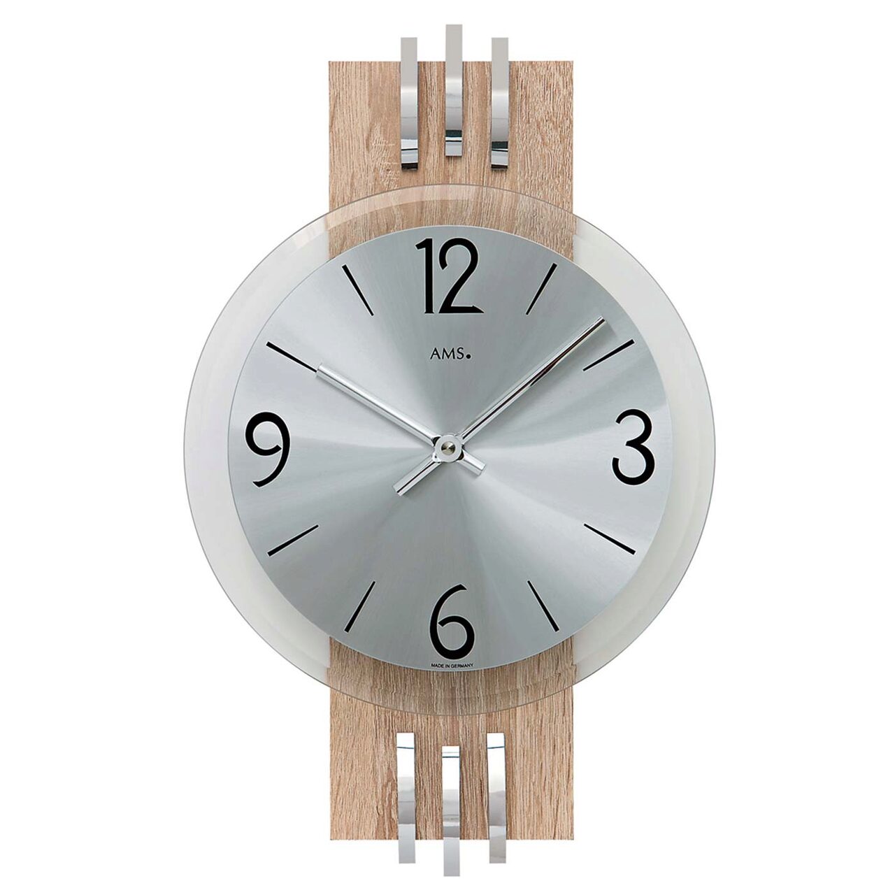Ceas de perete AMS 9228, Quartz, Argintiu, Analogic, Modern