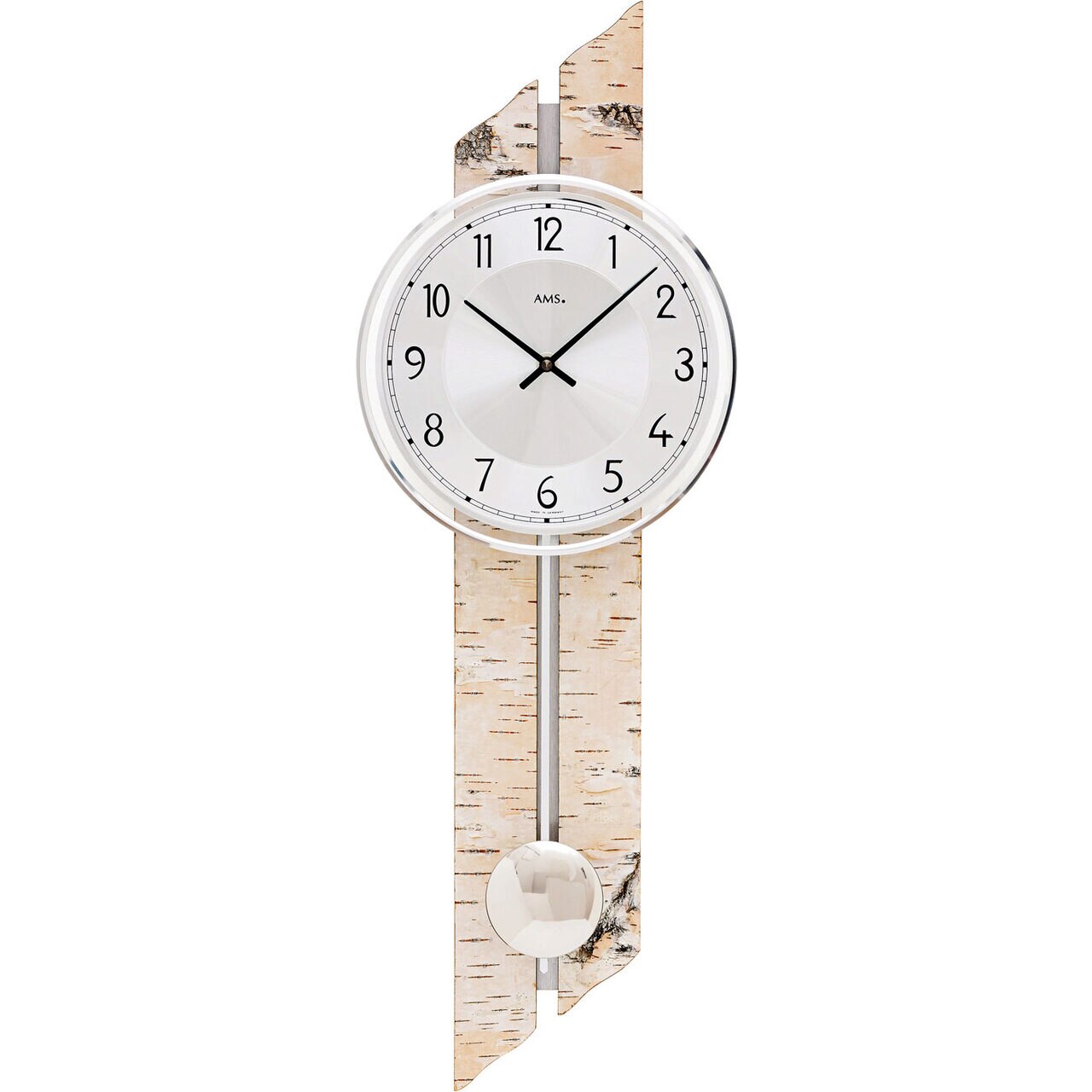 Ceas de perete AMS 7470, Quartz, Argintiu, Analogic, Clasic
