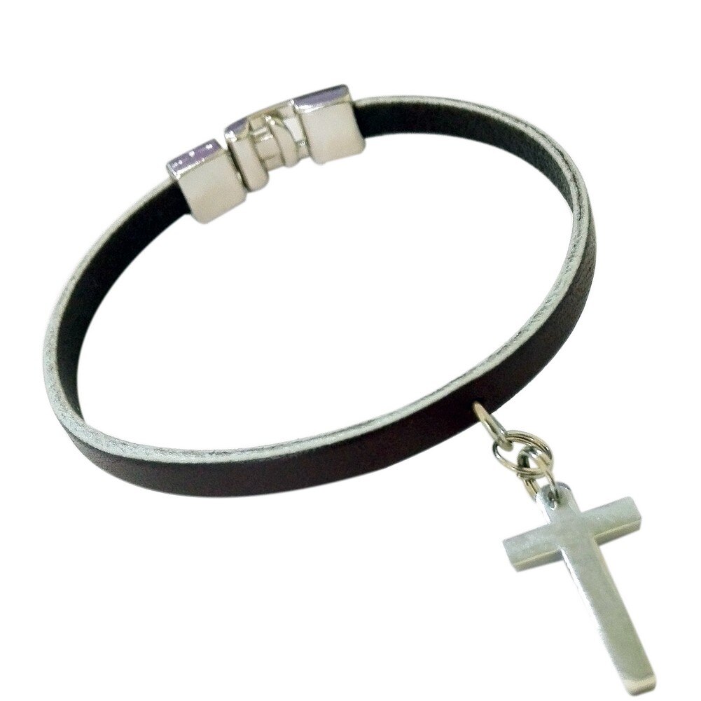 Bratara handmade din banda de piele naturala DELICAT3-M034