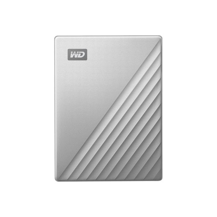 Външен хард диск WD My Passport Ultra for Mac WDBKYJ0020BSL - Hard drive - encrypted - 2 TB - external (portable) - USB 3.0 (USB-C connector) - 256-bit AES - silver WDBKYJ0020BSL-WESN EoL