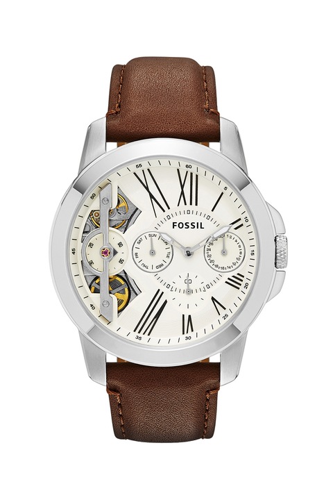 Fossil, Ceas cu o curea de piele Grant, Maro