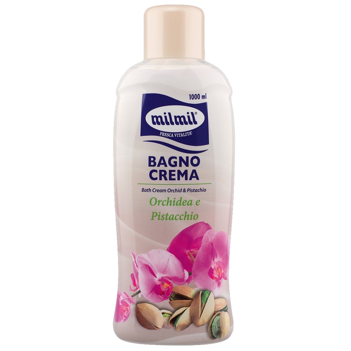 Gel de baie crema Mil Mil Orhidee si Fistic, 1000 ml