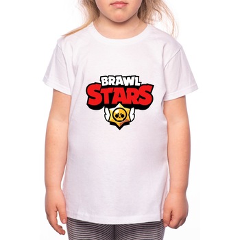 Tricou Fetita, Brawl Stars, 100% Bumbac, Alb, W1 Tricou Fetita, Brawl Stars, 100% Bumbac, Alb, W1
