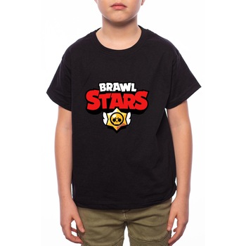 Tricou Baiat, Brawl Stars, 100% Bumbac, Negru, B1 Tricou Baiat, Brawl Stars, 100% Bumbac, Negru, B1