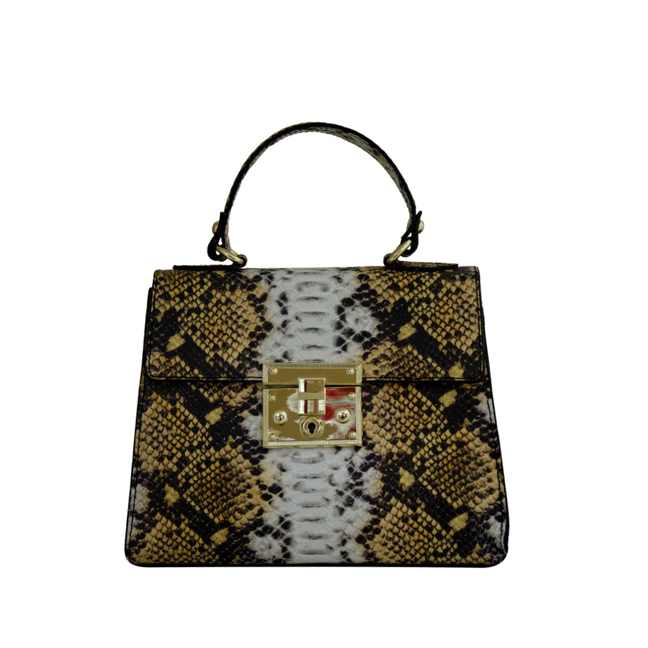 Geanta de dama din piele naturala Eva Bags, Mia multicolor sarpe
