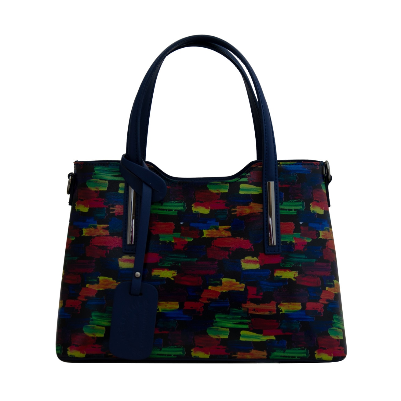 Geanta de dama din piele naturala Eva Bags, Pipa 6 multicolor albastru