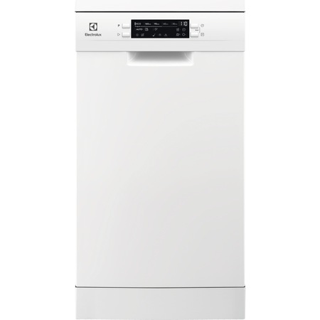 Masina de spalat vase Slim Electrolux ESG62300SW, 9 seturi, 8 programe, Clasa D, Air Dry, Motor Inverter, SatelliteClean, Display LED, 45 cm, Alb