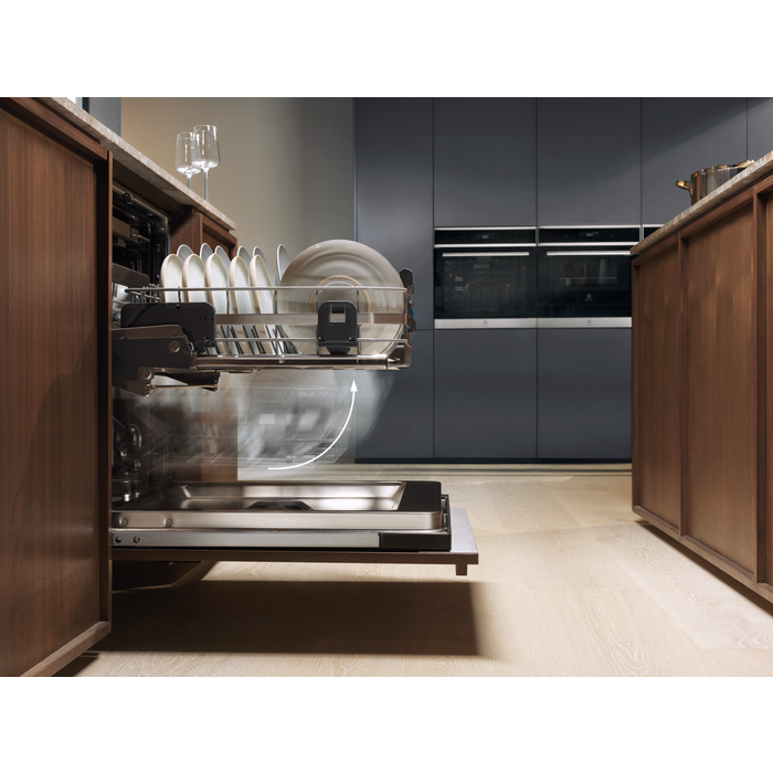 Masina de spalat vase incorporabila Electrolux EEC87400W, 15 seturi, 8 programe, MaxiFlex, AirDry, QuickSelect, Iluminare interioara, Time Beam, WiFi, Afisaj TFT, Clasa C, Motor inverter, 60 cm