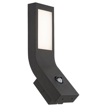 Aplica LED de exterior Rabalux Saldus 7911, cu senzor de miscarer, 9W, 600 lm, temperatura lumina calda (3000K), IP44, Negru Aplica LED de exterior Rabalux Saldus 7911, cu senzor de miscarer, 9W, 600 lm, temperatura lumina calda (3000K), IP44, Negru