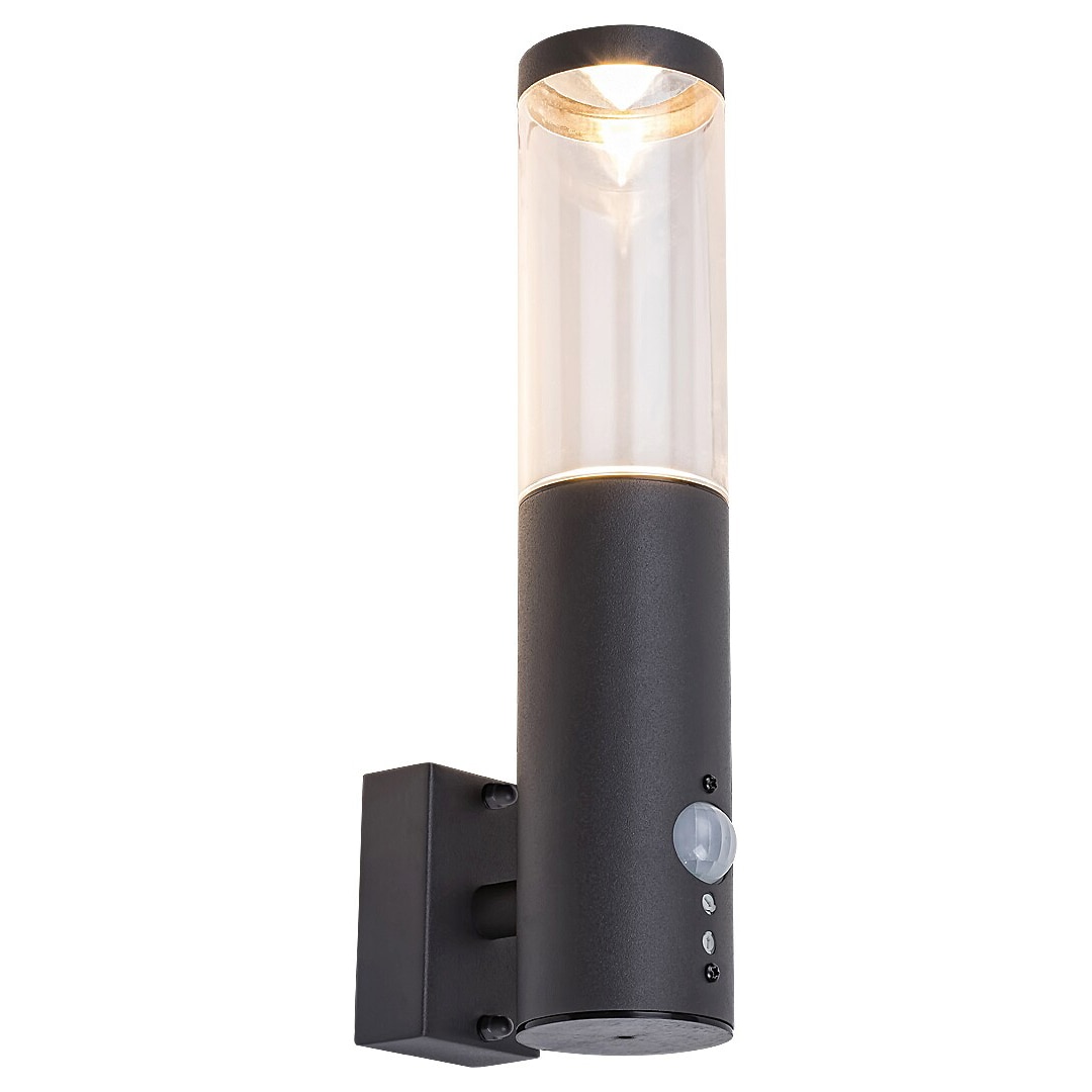 Aplica de exterior Rabalux Katowice 7914, cu senzor de miscare, GU10, 7W, IP44, Otel inoxidabil, Antracit
