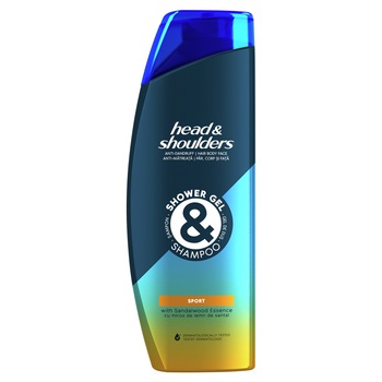 Gel de dus si sampon Head & Shoulders Sport, cu miros de lemn de santal, 360 ml Gel de dus si sampon Head & Shoulders Sport, cu miros de lemn de santal, 360 ml