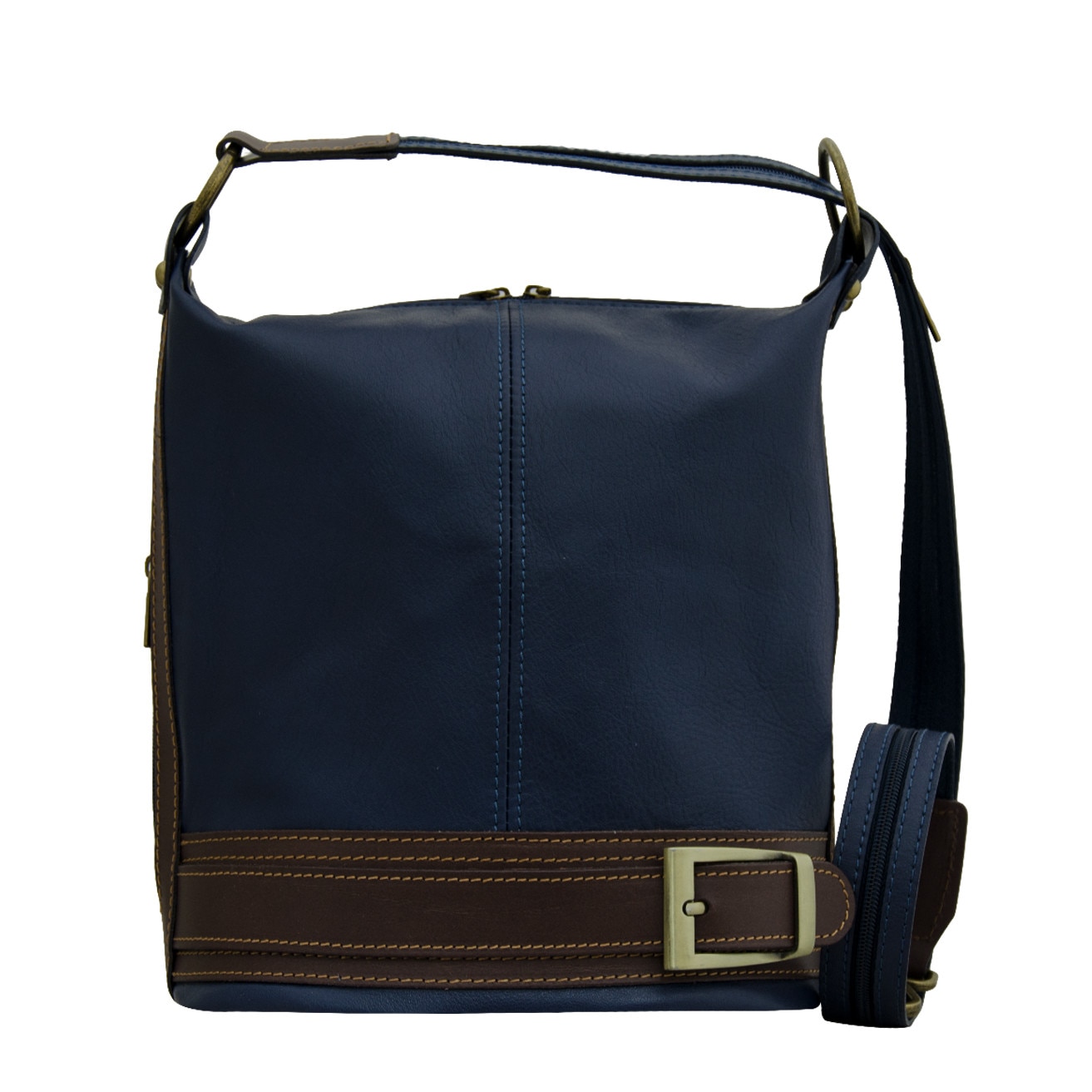 Geanta de dama tip saculet din piele naturala Eva Bags, Irina bleumarin