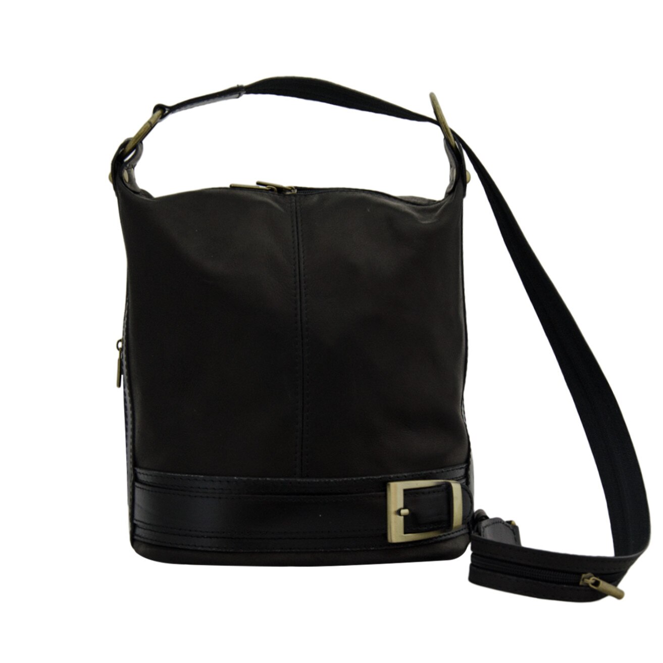 Geanta de dama tip saculet din piele naturala Eva Bags, Irina negru