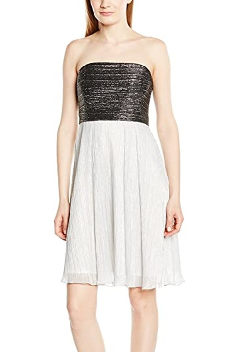 Дамска рокля Swing AZ14125-1870146, Метални детайли, Без ръкави, Черен/сребрист, 44/2XL
