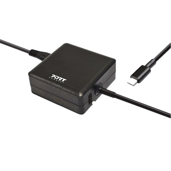 Incarcator universal Port Designs pentru laptop, Type-C, 65W, port USB pentru incarcare Smartphone Incarcator universal Port Designs pentru laptop, Type-C, 65W, port USB pentru incarcare Smartphone