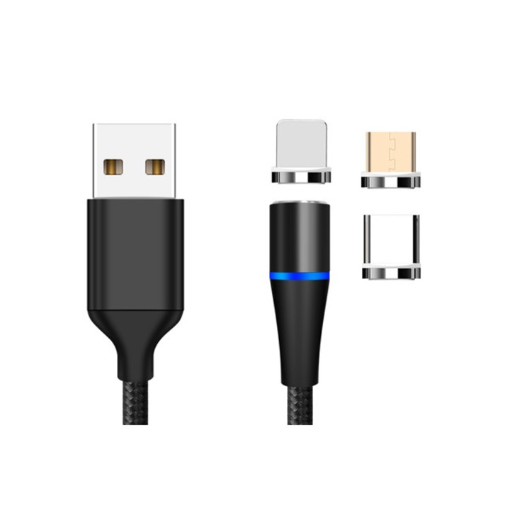 Cablu date incarcare 3in1 Fast Charge 3.0 USB la micro USB, TYPE-C, tip lightning 1.5M 3A Negru
