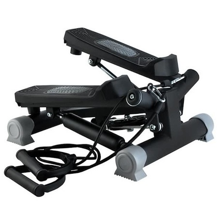 Stepper reglabil cu corzi BLACK EDITION idealSTORE, Dimensiuni 40 x 37 x 18 cm, Telescoape puternice, Suprafata anti-derapanta, Intensitate ajustabila, 4 Functii de monitorizare a antrenamentului, Sarcina 120 KG