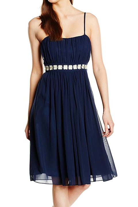 Rochie dama leagan, cu bretele subtiri, Albastru inchis