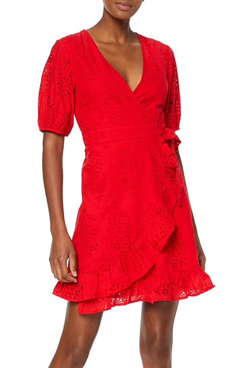 Дамска рокля Find AZ14125-2643519, Къс ръкав, С дупчици, Червен, 38 M