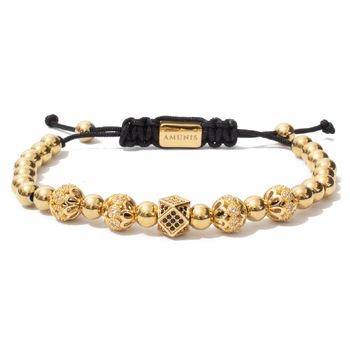 Bratara 24K Galaxy Dice Gold Plated, placata cu aur 24K, reglabila, auriu, N24K-28 Bratara 24K Galaxy Dice Gold Plated, placata cu aur 24K, reglabila, auriu, N24K-28