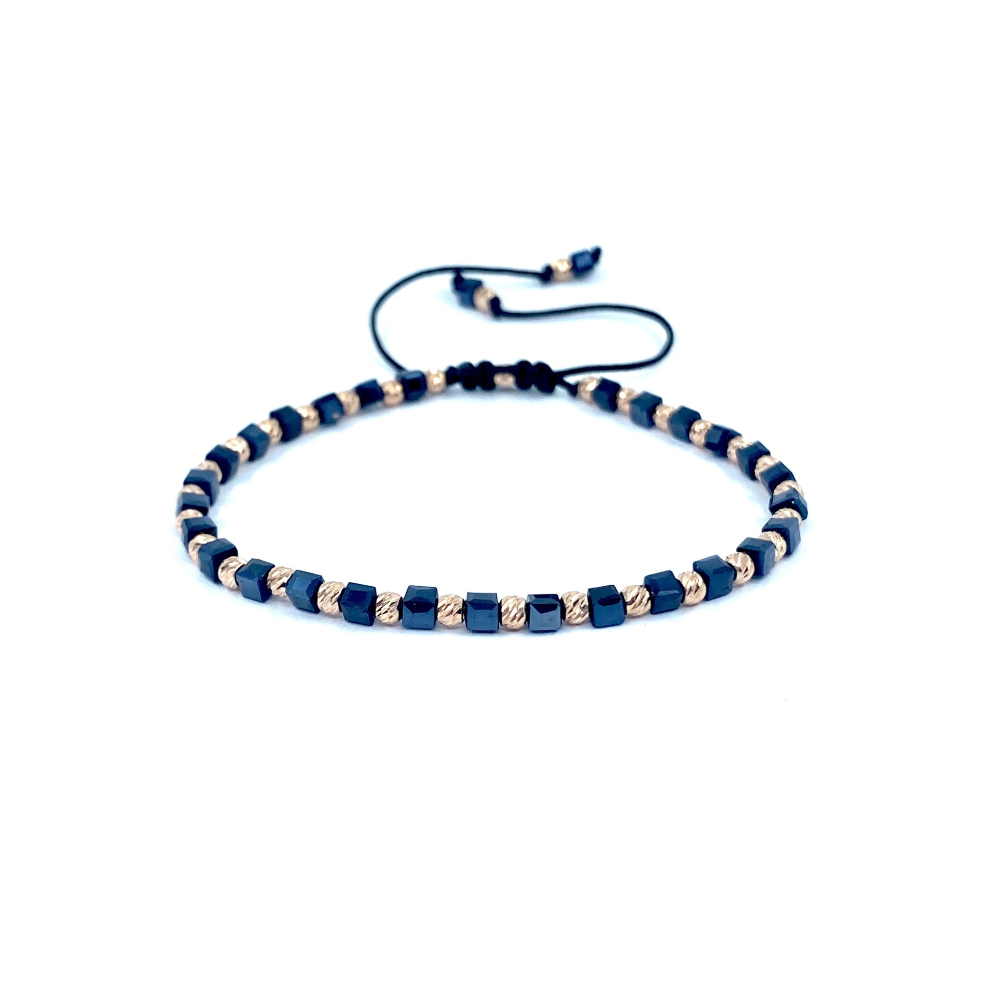 Bratara unisex Dinuzete, argint 925 si cristale, negru/roz