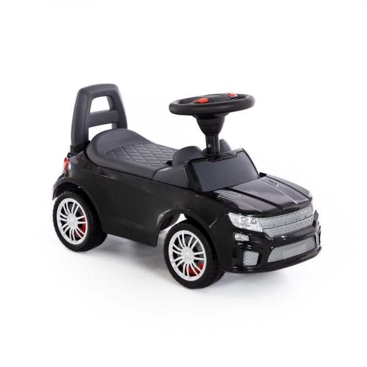 Masinuta pentru copii SuperCar, volan interactiv cu sunete, compartiment depozitare, sezut zonfortabil si roti late, negru