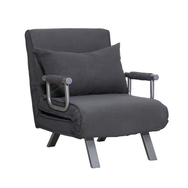 HomCom ággyá alakítható fotel, mikroszálas huzattal, sötétszürke