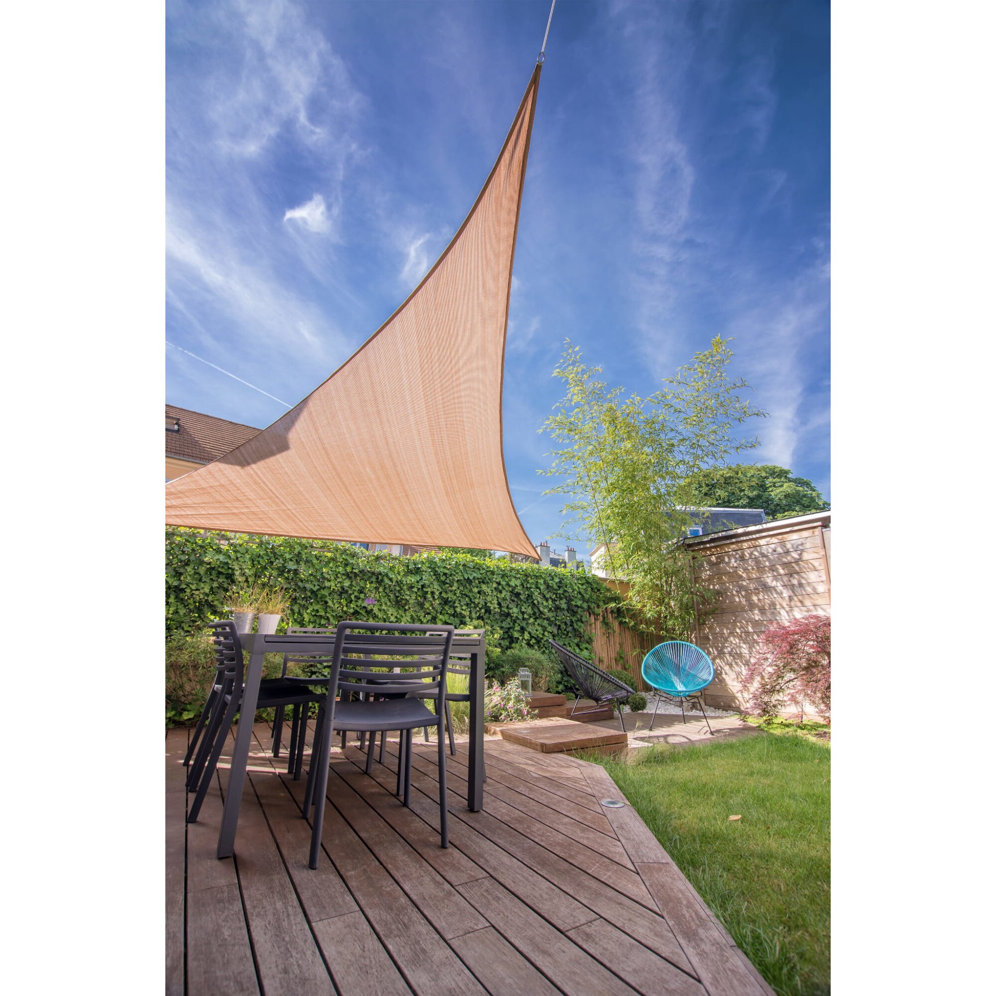 Vela de umbra, SunShade, din material HDPE, culoarea nisipului, 7
