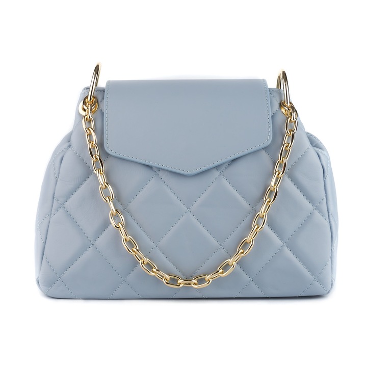 Geanta Alessandra, piele naturala bleo, bareta metalica, 8158