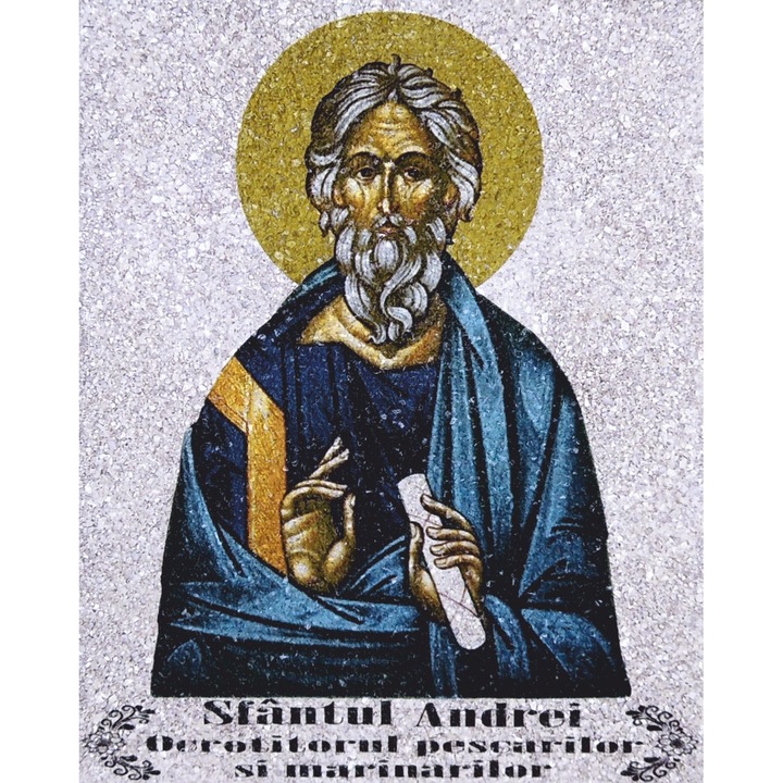 Icoana pe Coaja de OU,"Sfantul Andrei"-1,Ecoart Movement,Vindecator,Ocrotitor,Protector,Patron, Aparator, Caluzitor,25 cm x 20 cm