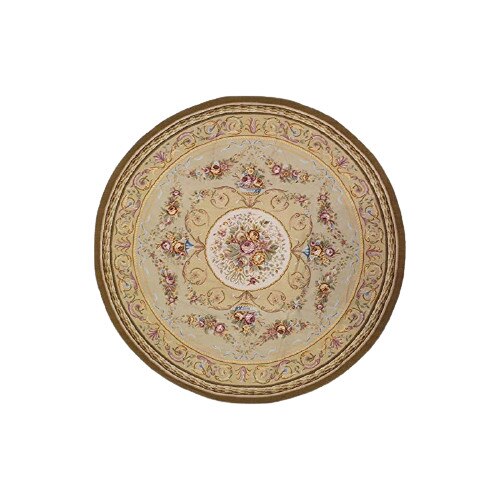 Covor rotund Aubusson, Bumbac, Bej, 245x245 cm