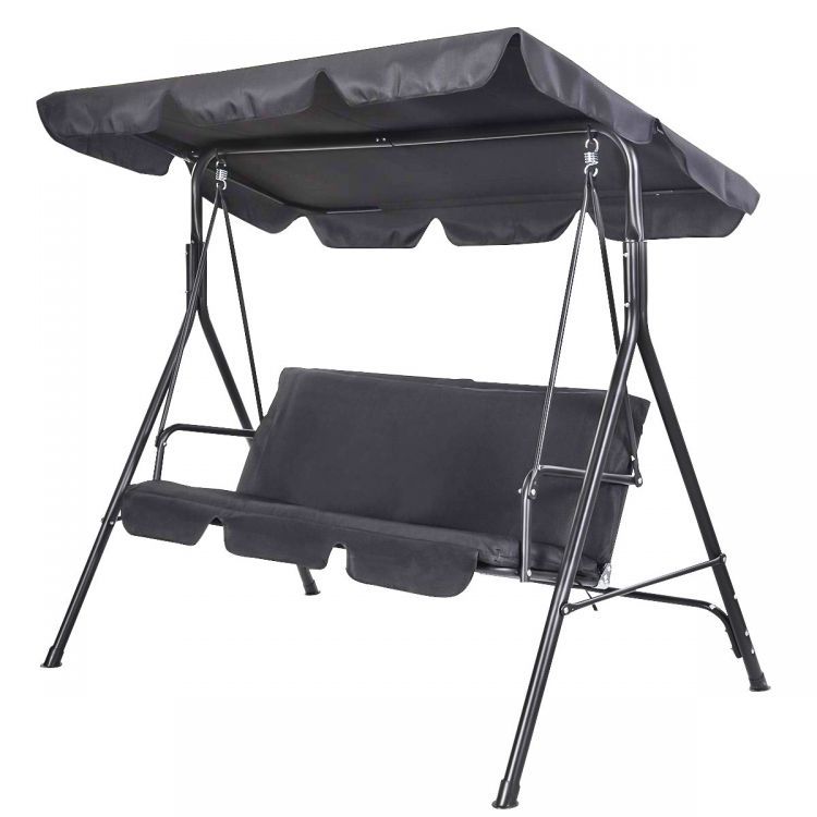 Balansoar pentru gradina cu 2 locuri, gri, confortabil si rezistent, dimensiune 170x110153 cm