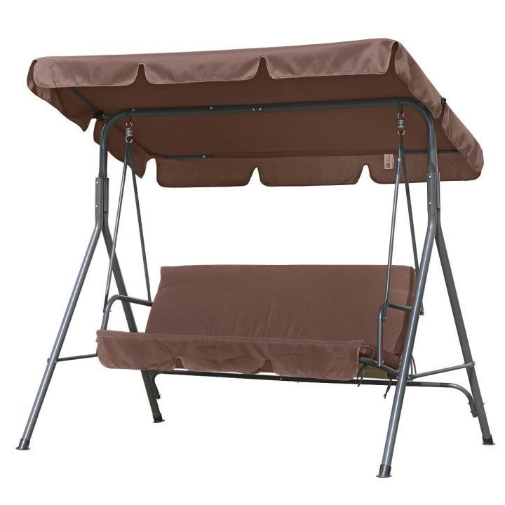 Balansoar pentru gradina cu 2 locuri, maro, confortabil si rezistent, dimensiune 170x110153 cm